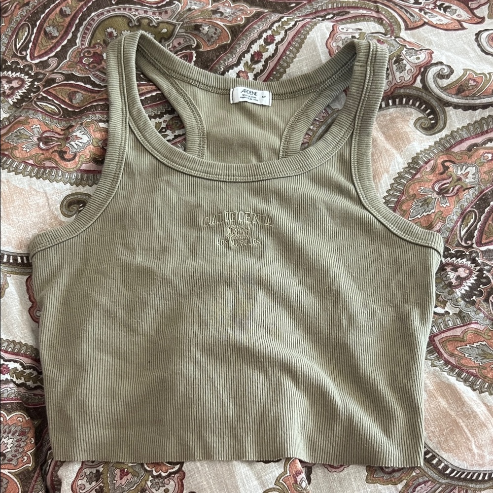 Ardene Khaki Ribbed Tank Top